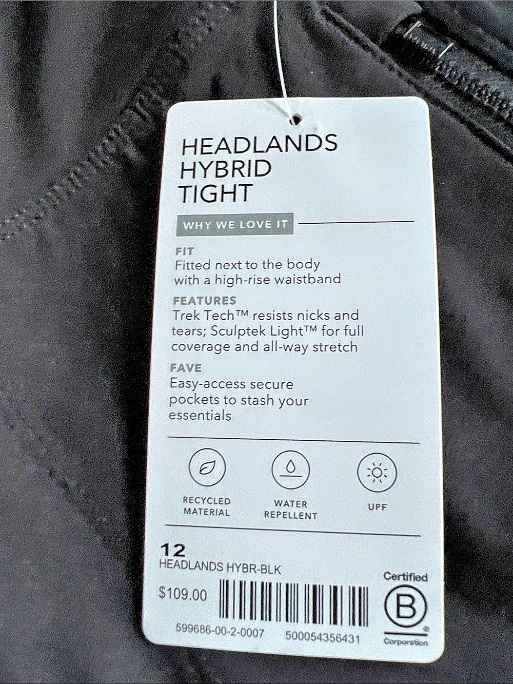 Athleta Headlands Hybrid Tight Black High-Rise Leggings Size 12 NWT - Picture 4 of 12